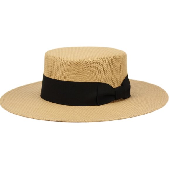 Straw Wide Flat Brim Beach Sun Hat Unisex Summer Fedora Boater Hat - Picture 1 of 1